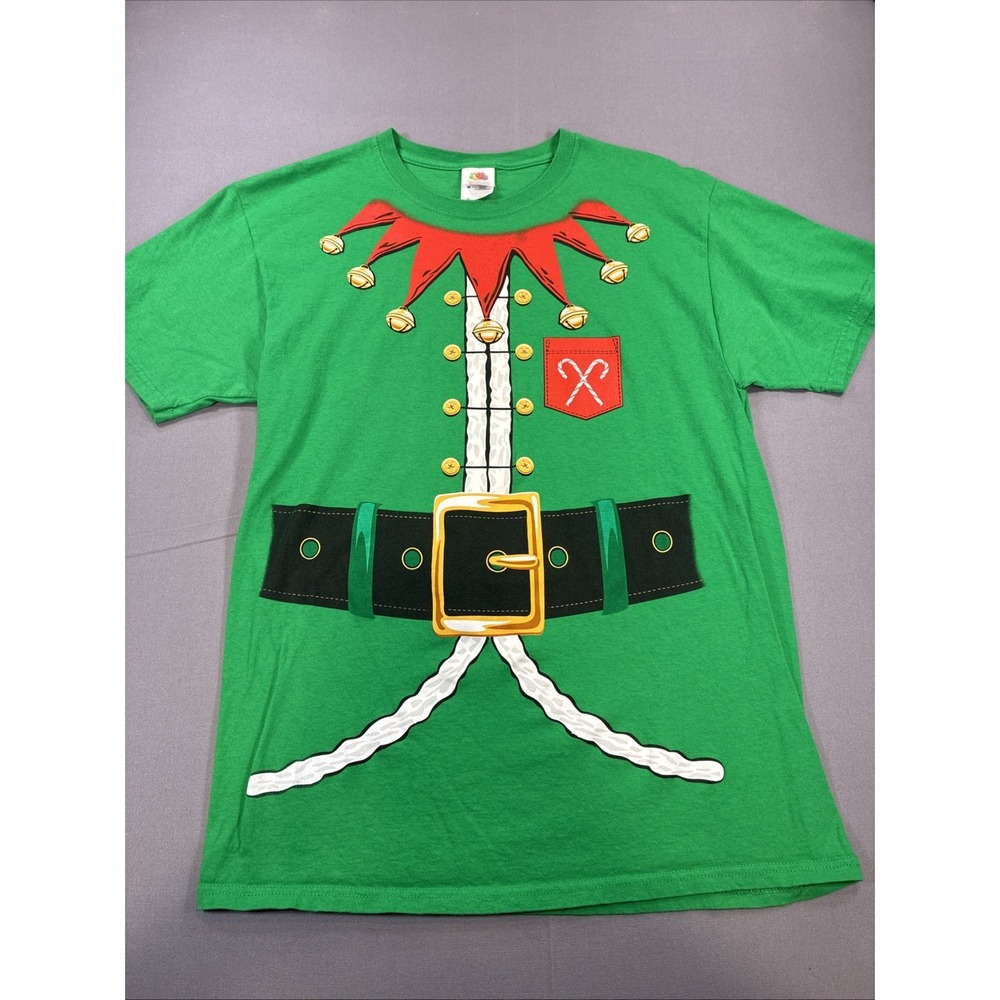 ELF COSTUME Green FESTIVE HOLIDAY SHIRT Ugly Christmas Xmas Sweater Party Medium